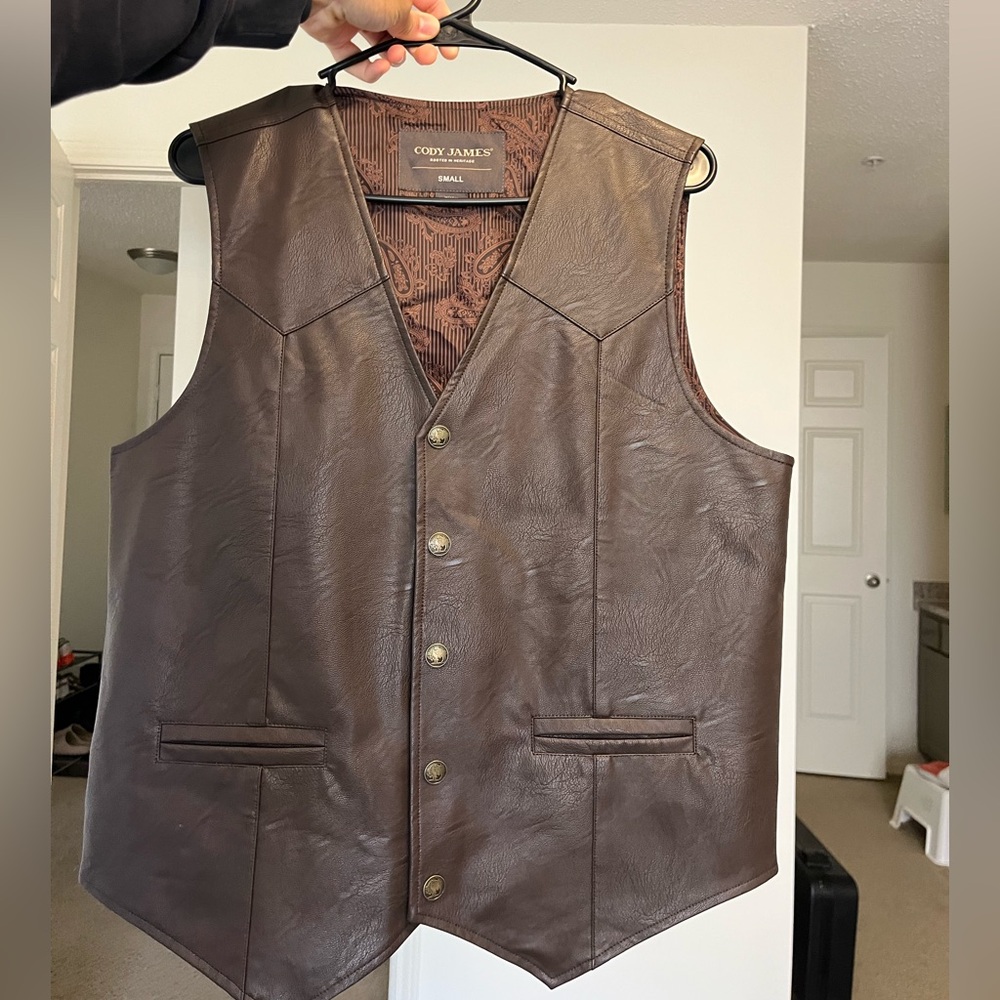 Men's Brown Faux Leather Vest